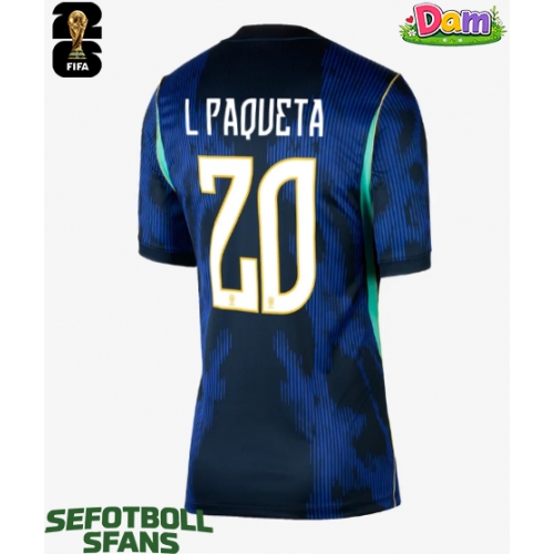 Brasilien Lucas Paqueta #20 Bortatröja Kvinnor VM 2026 Kortärmad